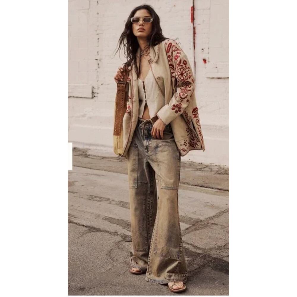 Free People CRVY Outlaw Wide-Leg Jeans Small NEW